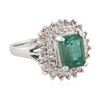 Image 2 : 14KT White Gold 2.08 ctw Emerald and Diamond Ring