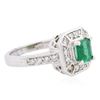 Image 2 : 14KT White Gold 0.77 ctw Emerald and Diamond Ring