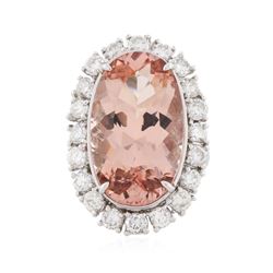 14KT White Gold 14.80 ctw GIA Cert Morganite and Diamond Ring