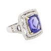 Image 2 : 14KT Two-Tone 6.65 ctw Tanzanite and Diamond Ring