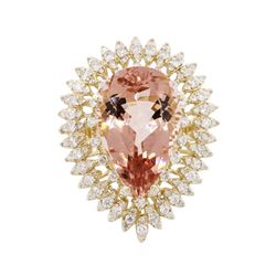 14KT Yellow Gold 14.24 ctw Morganite and Diamond Ring