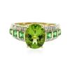 Image 1 : 14KT Yellow Gold 2.91 ctw Peridot, Tsavorite and Diamond Ring