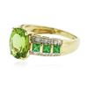 Image 2 : 14KT Yellow Gold 2.91 ctw Peridot, Tsavorite and Diamond Ring