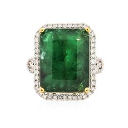 14KT Two-Tone 16.49 ctw Emerald and Diamond Ring