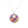Image 2 : 14KT White Gold 8.62 ctw Multicolor Sapphire and Diamond Pendant With Chain