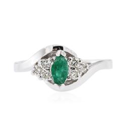 14KT White Gold 0.25 ctw Emerald and Diamond Ring