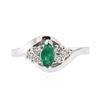 Image 1 : 14KT White Gold 0.25 ctw Emerald and Diamond Ring
