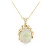 Image 2 : 14KT Yellow Gold 3.90 ctw Opal and Diamond Pendant With Chain