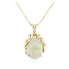 Image 2 : 14KT Yellow Gold 3.90 ctw Opal and Diamond Pendant With Chain