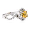 Image 2 : 14KT White Gold 0.81 ctw Citrine and Diamond Ring