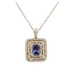Image 2 : 14KT Yellow Gold 2.59 ctw Tanzanite and Diamond Pendant With Chain