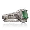 Image 2 : 14KT White Gold 1.20 ctw Emerald and Diamond Wedding Set