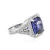 Image 2 : 18KT White Gold GIA Certified 12.57 ctw Tanzanite and Diamond Ring