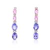 Image 1 : 14KT White Gold 7.60 ctw Tanzanite, Sapphire and Diamond Earrings
