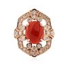 Image 1 : 14KT Rose Gold 3.17 ctw Coral and Diamond Ring