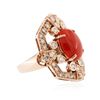 Image 2 : 14KT Rose Gold 3.17 ctw Coral and Diamond Ring
