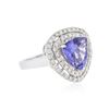 Image 2 : 14KT White Gold EGL USA Certified 3.71 ctw Tanzanite and Diamond Ring
