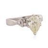 Image 2 : Platinum 1.79 ctw Pear Cut Diamond Ring