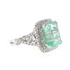 Image 2 : 18KT White Gold 9.78 ctw Emerald and Diamond Ring