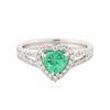 Image 1 : 14KT White Gold 0.89 ctw Emerald and Diamond Ring