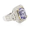 Image 2 : 14KT Two-Tone Gold 5.37 ctw Tanzanite and Diamond Ring