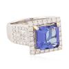 Image 2 : 14KT Two-Tone Gold 4.23 ctw Tanzanite and Diamond Ring