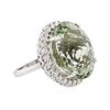 Image 2 : 14KT White Gold 30.80 ctw Green Quartz and Diamond Ring