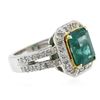 Image 2 : 18KT White Gold 2.77 ctw Emerald and Diamond Ring