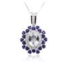 Image 2 : 14KT White Gold 3.24 ctw Aquamarine, Sapphire and Diamond Pendant With Chain