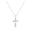 Image 2 : 14KT White Gold 0.09 ctw Diamond Cross Pendant With Chain