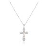 Image 2 : 14KT White Gold 0.09 ctw Diamond Cross Pendant With Chain