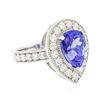 Image 2 : 14KT White Gold 3.87 ctw Tanzanite and Diamond Ring