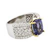 Image 2 : 14KT Two-Tone Gold 3.80 ctw Tanzanite and Diamond Ring