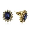 Image 2 : 14KT Yellow Gold 2.18 ctw Sapphire and Diamond Earrings