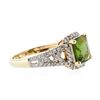 Image 2 : 14KT Yellow Gold 1.60 ctw Green Tourmaline and Diamond Ring