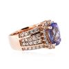 Image 2 : 14KT Rose Gold 3.75 ctw Tanzanite and Diamond Ring