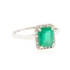 Image 2 : 14KT White Gold 1.24 ctw Emerald and Diamond Ring