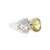 Image 2 : 10KT White Gold 3.16 ctw Lemon Quartz and Diamond Ring