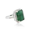 Image 2 : 14KT White Gold 9.90 ctw Emerald and Diamond Ring