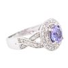 Image 2 : 14KT White Gold 1.47 ctw Tanzanite and Diamond Ring