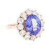 Image 2 : 14KT Rose Gold 3.30 ctw Tanzanite and Diamond Ring