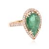 Image 2 : 14KT Rose Gold 5.87 ctw Emerald and Diamond Ring