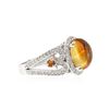 Image 2 : 14KT White Gold 5.60 ctw Citrine, Sapphire and Diamond Ring