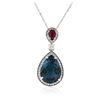 Image 1 : 14KT White Gold 11.76 ctw Topaz, Ruby and Diamond Pendant With Chain