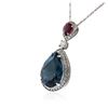 Image 2 : 14KT White Gold 11.76 ctw Topaz, Ruby and Diamond Pendant With Chain