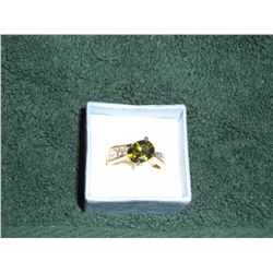 14 K GOLD FILLED PERIDOT AND WHITE TOPAZ RING (L831-14)