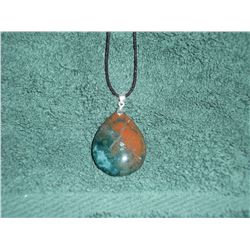 OCEAN JASPER WITH A .925 STAMPED SILVER BALE ON A 22" BLACK CORD (L831-19)