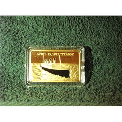 GOLD LAYERED TITANIC COMMEMORATIVE ART BAR (L835-7)