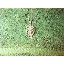 STAMPED .925 FILAGREE LEAF PENDANT AND CHAIN - CHOICE (L835-9)