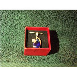 SILVER PLATED SAPPHIRE AND CRYSTAL PENDANT AND 20" .925 STAMPED SILVER CHAIN (L835-10)